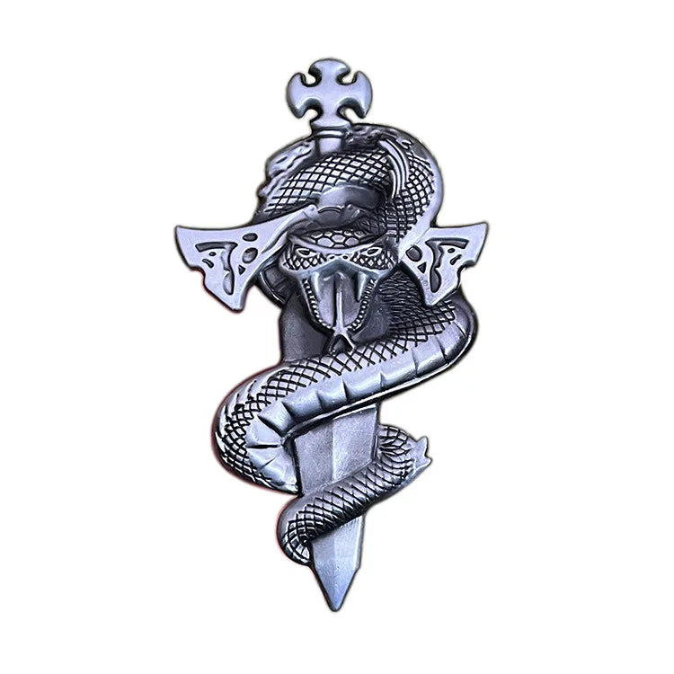 Vintage Zinc Alloy Sword Snake Totem Dagger Rattlesnake Belt Buckle for Men Western Denim Belt Buckle Accessories