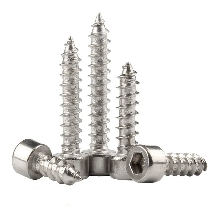 NINDEJIN Stainless Steel 304-HA GB Hex Socket Cap Self Tapping Screws M2 M2.6 M3 M3.5 M4 M5 M6 Wood Metric System Plain