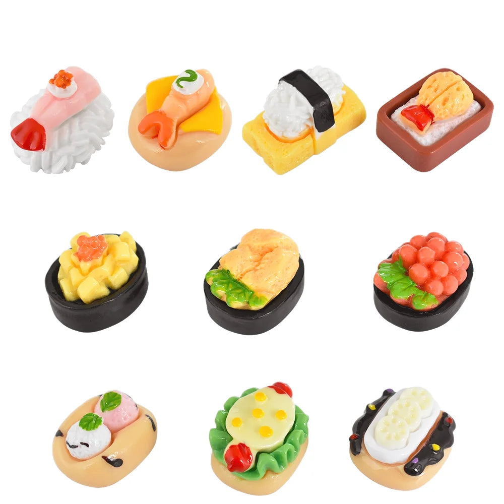 New Style Japanese Miniature Simulation Food Sushi Resin Flatback Cabochon for DIY Earring Bracelet Craft Making