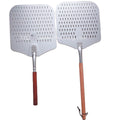 High Quality Perforated Anodized Aluminum Pizza Peel with Wooden Handle Square Outdoor Pizza Shovel Tool for Restaurants