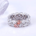 Customized Jewelry  Women 14K Solid White  Gold pink Heart Cut Lab Diamond Eternity Ring