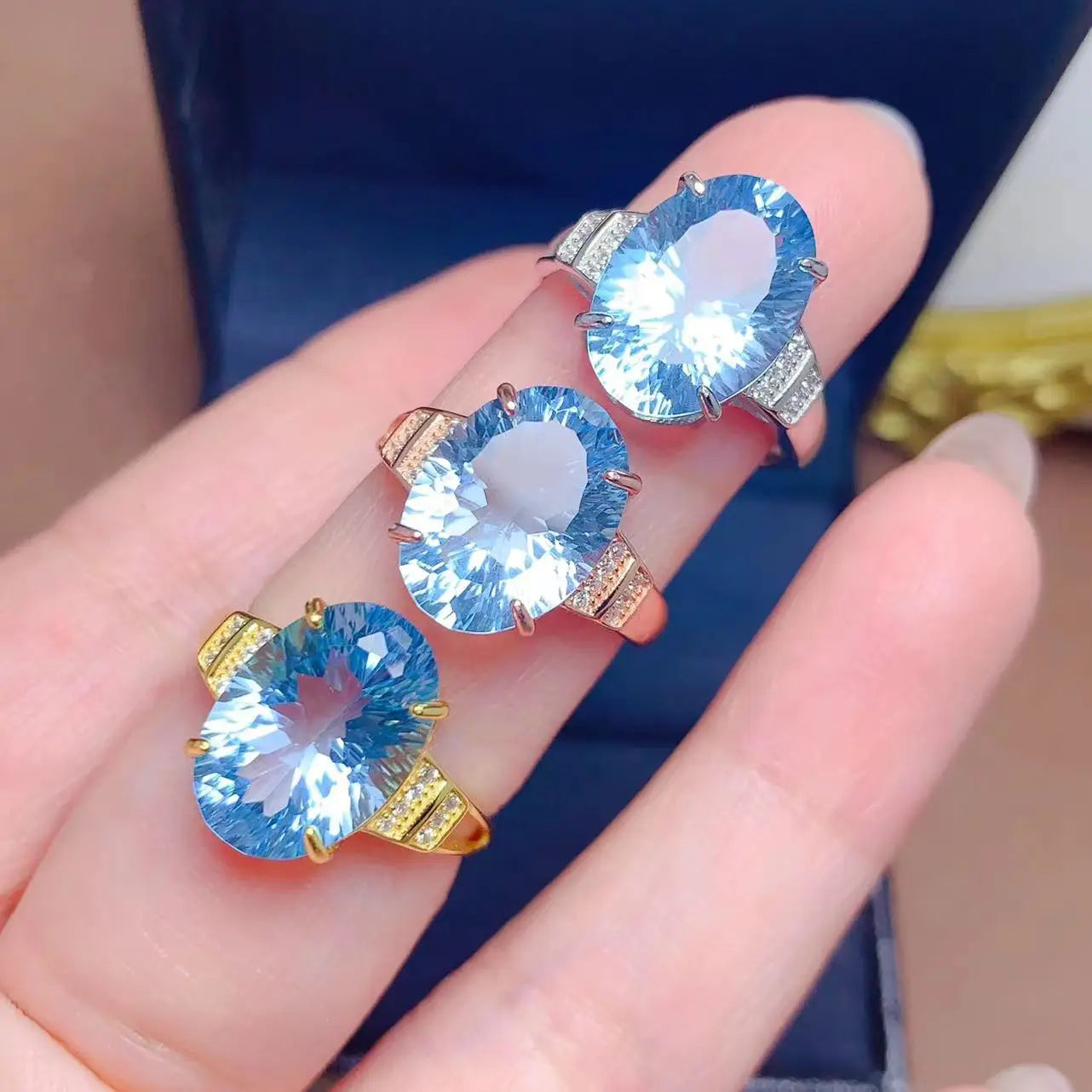 New Design Delicate Good Luck 925 Sterling Silver Oval Cut Natural Topaz Stone Ring for Women Wholesale