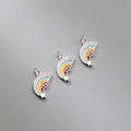 Soild 925 Sterling Silver Colorful CZ Zircon Star Enamel Rainbow Charm Pendant for DIY Jewelry Making Supplies