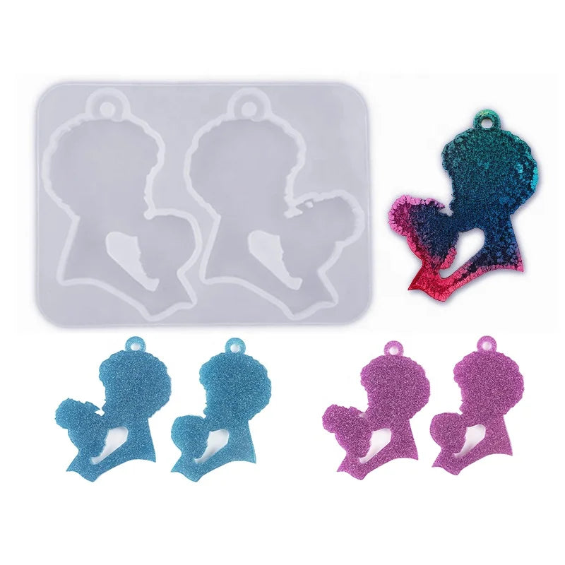 DIY Key Chain Mother Baby Pendants Keychain Epoxy Resin Silicone Mold for Mother's Day Gift Jewelry Making  Art Crafts
