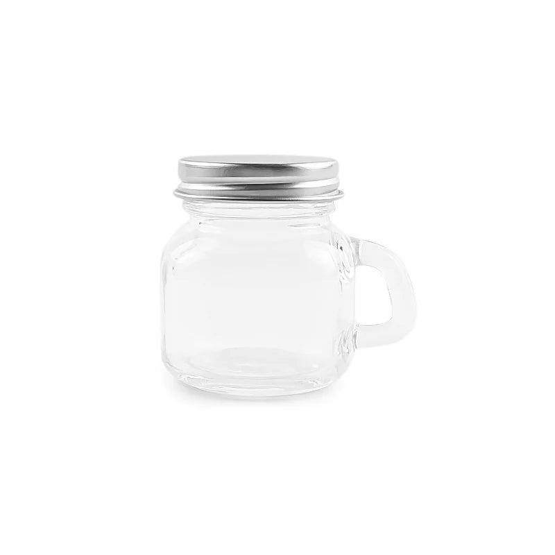 50ml Mini Glass Jar with Handle Small Clear Glass Mug for Honey Food Jelly Sugar Cookie