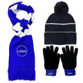 Custom  Logo  Knitted  Fans Jacquard Soccer Scarf Hat Gloves Set
