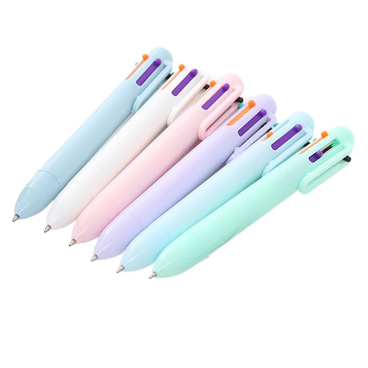 Creative Macaron Ballpoint Pen 6-color Multi-Function Pen Stationery Kawaii Pen