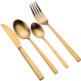Matte Stainless Steel 18/10 Gold Cutlery Set Flatware Silverware Knife Spoon Fork Set