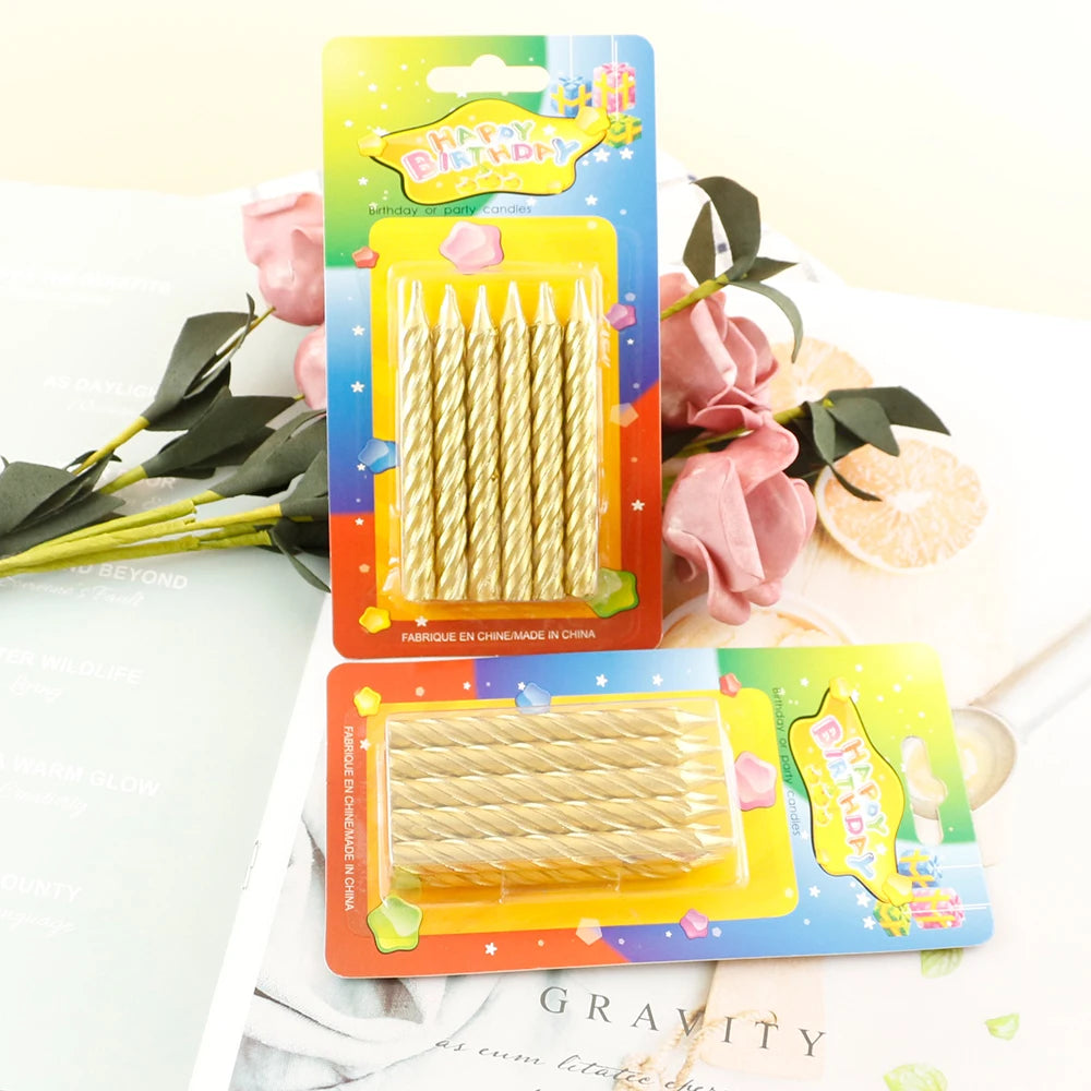 Wholesale Paraffin Wax Birthday Candles Gold and Silver Eco-Friendly Unscented Candle Wicks for Weddings and Christmas Parties