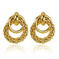 HANSIDON Classical Gold Plated Geometric Earrings Twist Double Ring Chunky Hoop Stud Earrings for Women Party Wedding Jewelry