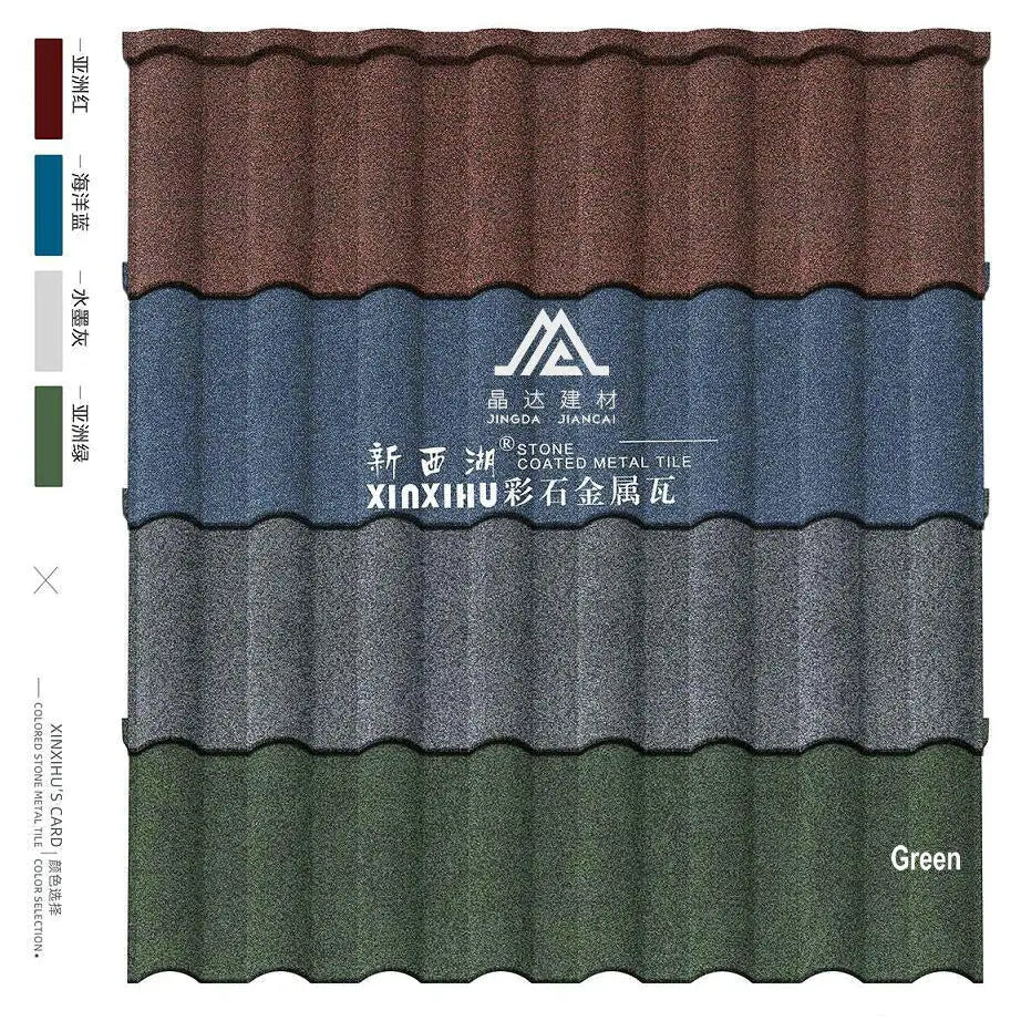 Quality Stone Chip Coated Metal Roofing Tile Supplier in Zhejiang Offering Black Red Blue Colors to Thailand Philippines India