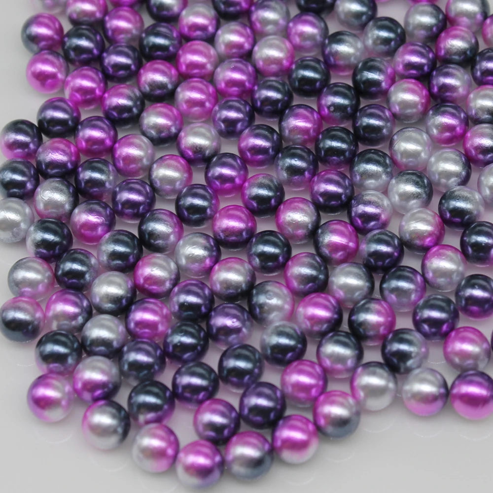 4/5/6/8MM Gradient Mermaid Pearls Beads Acrylic Round ABS Pearl Without Hole for DIY Jewelry Bracelet Craft No Hole
