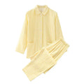 New Couple Double Layer Crepe Plaid Thin Pajama  Long Sleeved Pants Soft Breathable Sweat-absorbing Home Fury