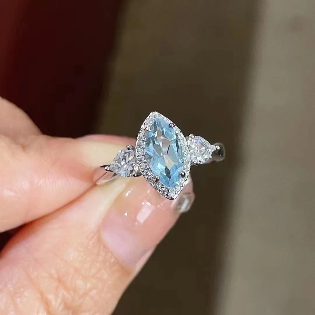 New Design 925 Sterling Silver Classic Engagement Topaz Gemstone Wedding Party Women's Ring Wholesale