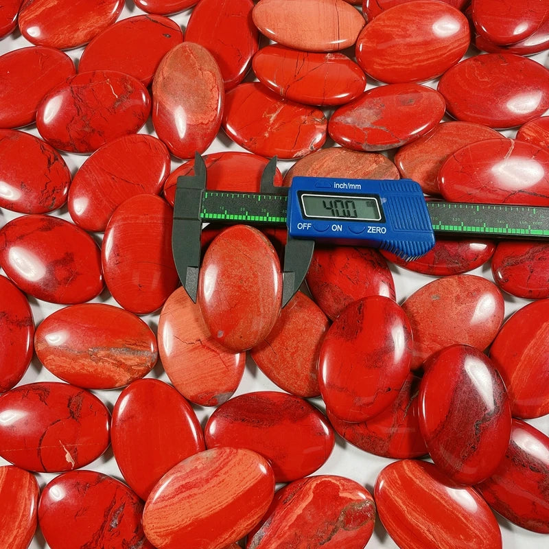 Hongzhuo Wholesale Natural Healing Stone Red Jasper Crystal Oval Massage Stones for Healing