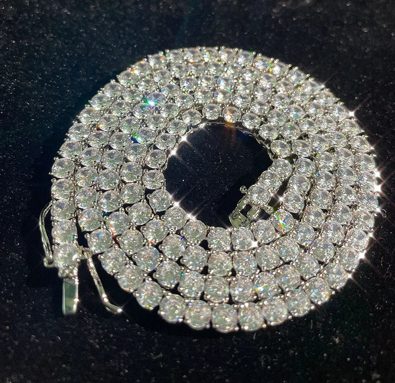 Tennis Chains Chain Zircon Necklace Fashion Hiphop 18K Gold Brass Iced Out Bling Square Zircon 1 Row of Tennis Chains Necklace a