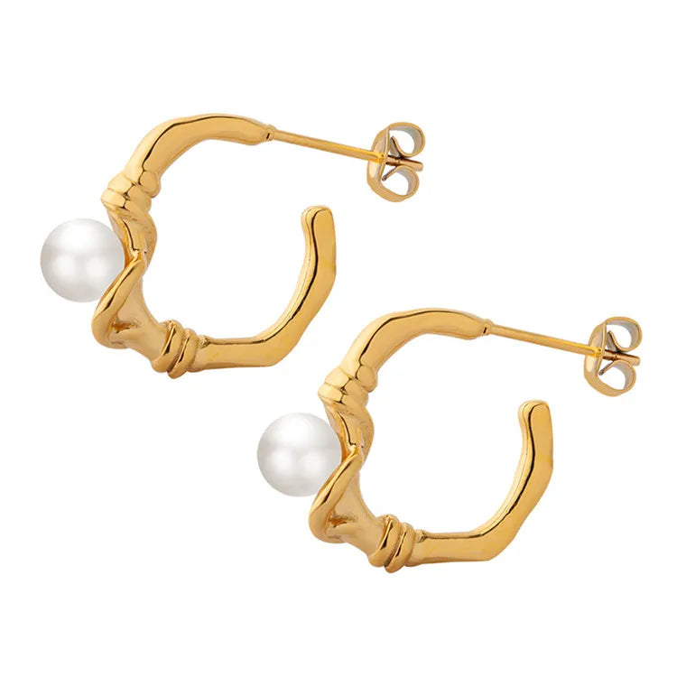 China Wholesale Women Fashion Jewelry Girl'S Korean Retro Style Elegant Small Hoop Knotted Gold Plated Earing Set