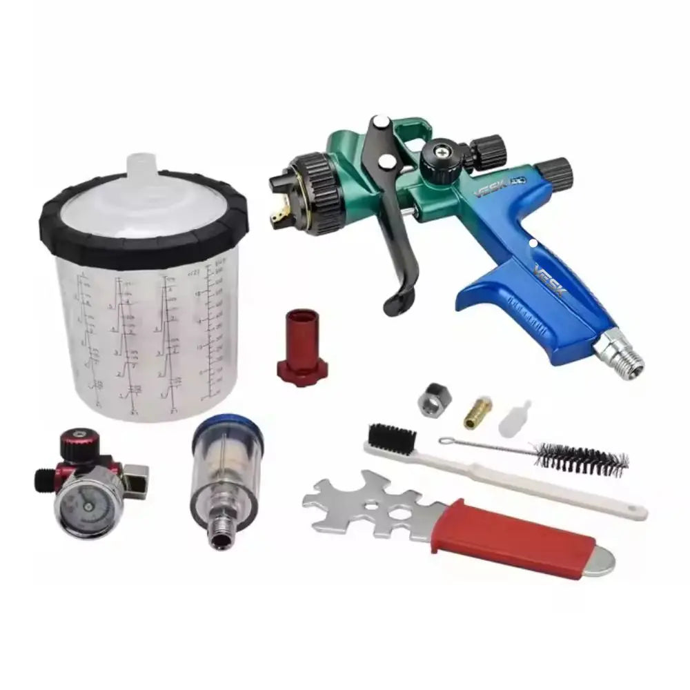 WZAUTO HVLP Air Spray Gun Set with 10 Disposable Pots 1.3/1.4/1.7/2.0mm Nozzles for Painting Automotive Surfaces Furniture Etc