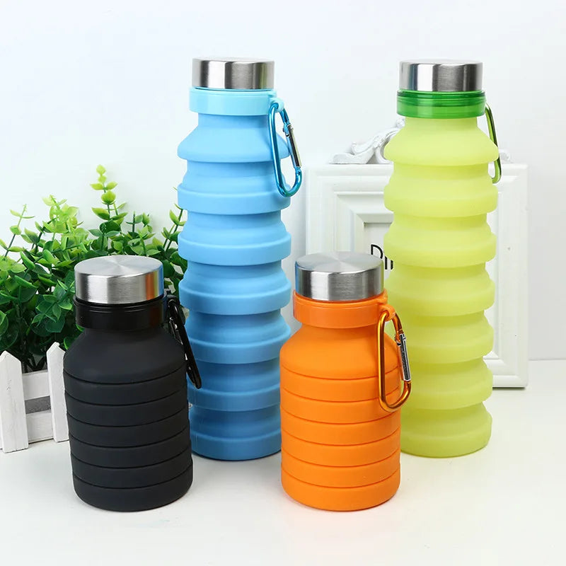 550ml BPA-Free Collapsible Silicone Water Bottle Foldable Design for Sports & Outdoor Use Direct Drinking for Camping