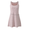 Summer Elegant Solid Women's A-Line Knitted Dress U-Neckline Sleeveless Short Mini Fine Workmanship Rhinestones for Office Wear