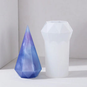 YS DIY 3D Diamond Silicone Mold Octal Cone Art Candle Plaster Night Light Lamp Holder Pyramid Energy Tower Mould Home Decor Tool