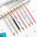logo Glitter Coated Sparkly Beauty Wedding Gift Bling Fish Scale Mermaid With Heart Top Metal Click Bling Metal Glitter Pen