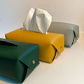 Custom Logo Luxury Design Plain Rectangular Soft Pu Leather Napkin Holder Tissue Box for Hotel Farmhouse