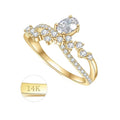 W1302R Abiding Trendy Stackable 14K 18K Real Gold White Cz Rings Split Intersect Shank Cubic Zirconia Cluster Ring