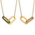 Waterproof Hypoallergenic Stainless Steel 18k Gold Double Hollow Zircon Circle Pendant Necklace