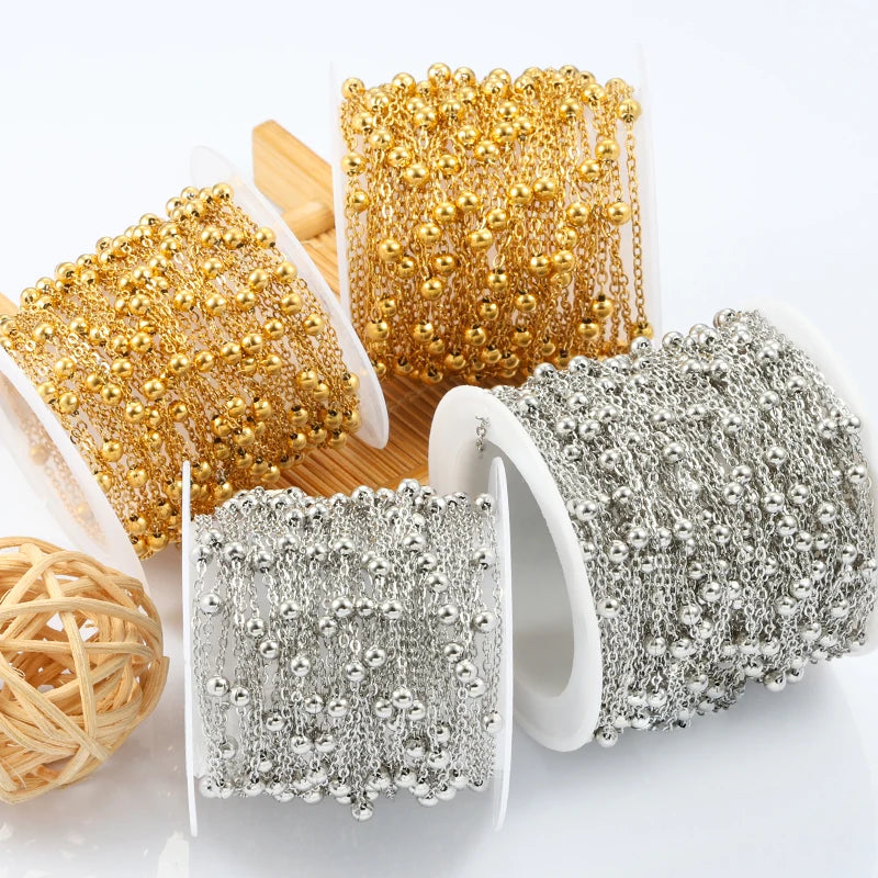 Wholesale Price 18kpvd Stainless Steel Bead Chain Necklace Link Belly Jewelry Making Accessories for Women