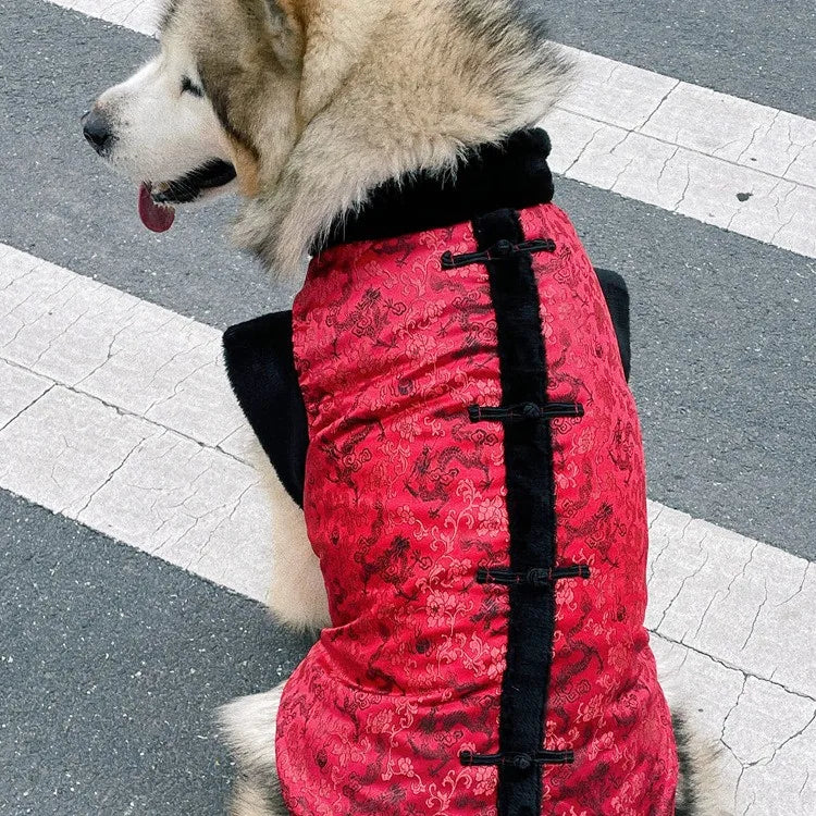 Wholesale Warm Heated New Year Knot Button Red Carnival Medium Large Dog Mascot Costume