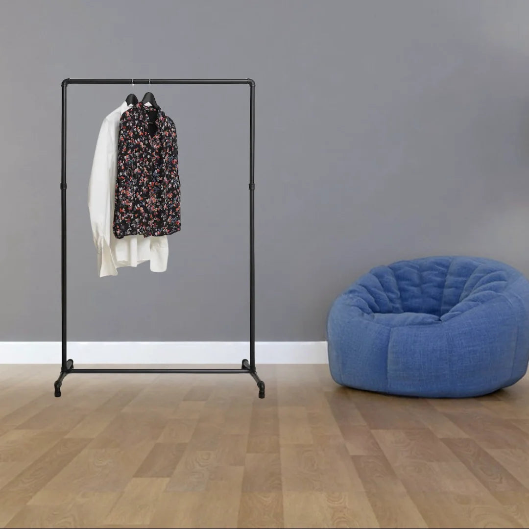 Industrial Black Heavy-Duty Freestanding Coat Rack Free Standing Pipe Garment Rack Wall Clothes Hanger for Kitchen Walk-In