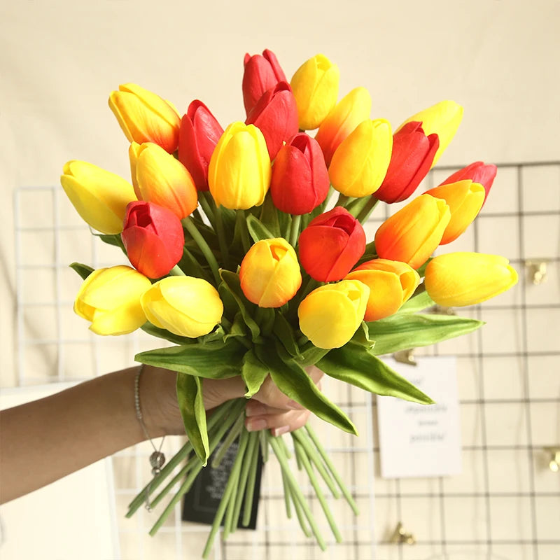 CM-T003 Black Tulips Bulbs Artificial Real Touch Flower Florist Decoration