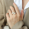18K Gold Plated Irregular Opening Niche Ring for Women Stainless Steel  Dripping Oil Irregular Open Ring Waterproof