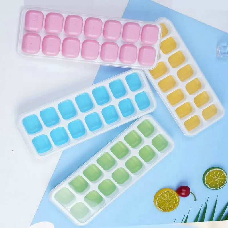 Ice Cube Trays 14-Ice Cube Trays with Spill-Resistant Removable Lid for Cocktail Freezer
