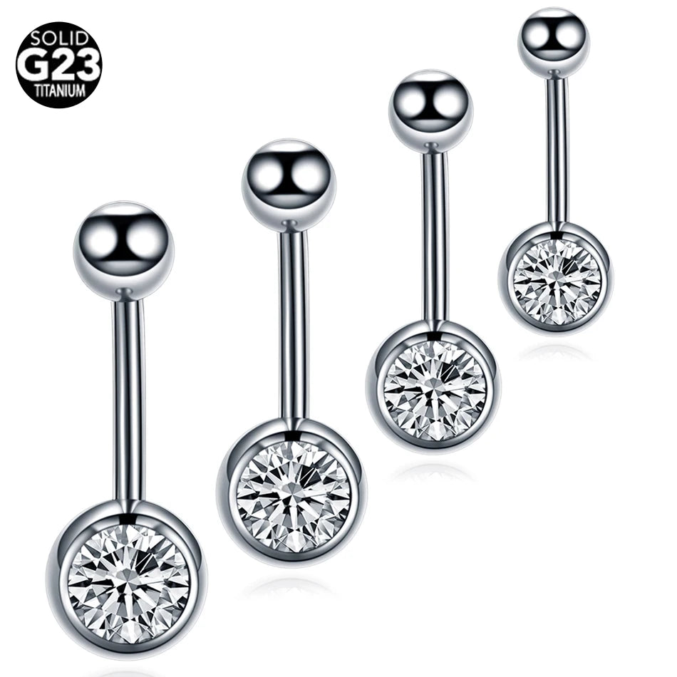 10Pcs Sell ASTM F136 Titanium G23 Belly Button Navel Ring Single Gem Externally Threaded Belly Rings Body Jewelry
