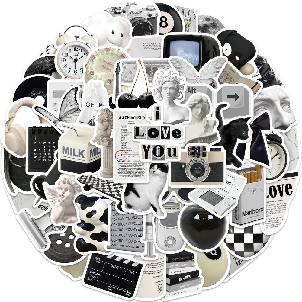 50Pcs Hot Sale Cartoon INS Graffiti Decorative Stickers Label for Luggage Laptop Cup Scrapbook Notebook PVC Waterproof Sticker