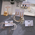 Fashion Ins Style with Large Circle Big Hoop Pearl Alloy Set Earrings for Women