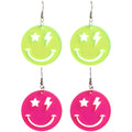Hyperbole Pendant Earrings Drop Earrings Party Funny Round Big Resin Clear Neon Smiling Sad Face Acrylic Pink Yellow FS