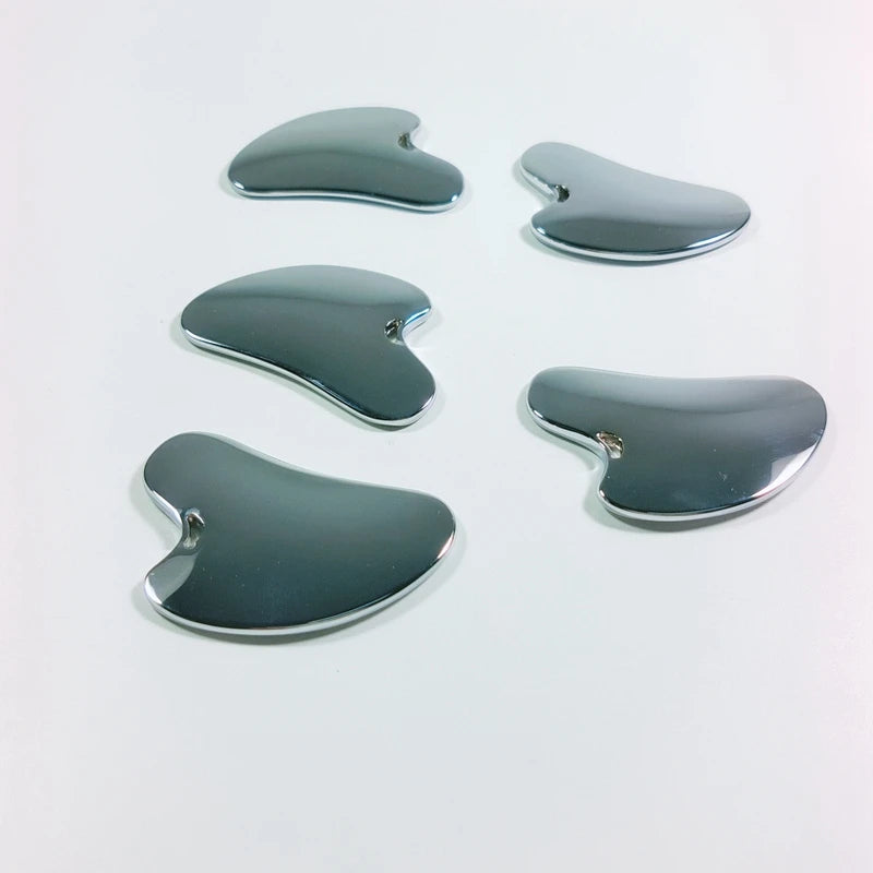 Custom Logo Zinc Alloy Guasha Beauty Face Neck Body Massage Tool Stainless Steel Metal Gua Sha Scraping