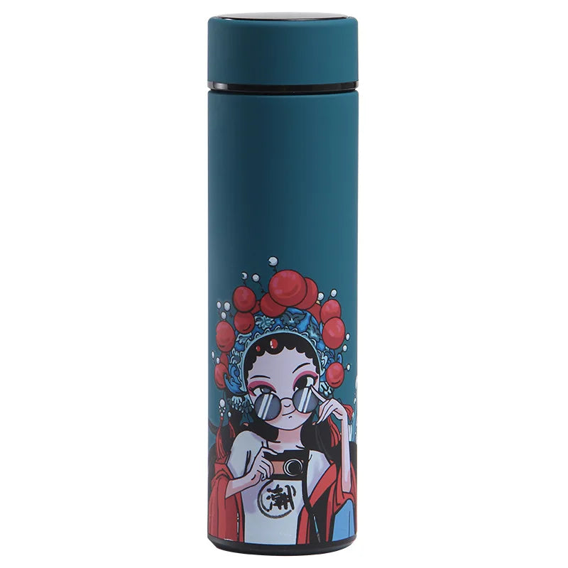 FX Factory 500ml Creative Chinese Style Ins Trend Thermos Mug Students Portable Illustration Literary Tea Net Water Cup