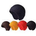 Wholesale Custom Winter Beanie Warm Hat Comfortable Solid Color Earflap Beanie Winter Knitted Couple Hat With With Earflap