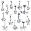 Trendy Unique Zircon Navel Ring Silver Jewelry Stainless Steel Belly Button Ring Body Piercing Women Jewelry and Accessories