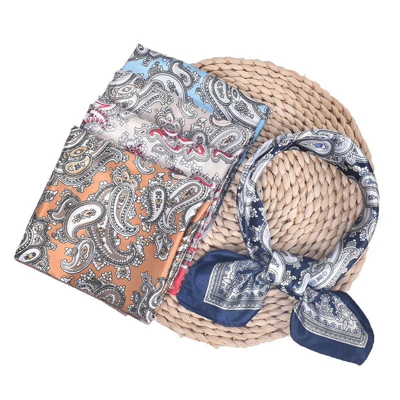 Manufacturer Custom logo Design Digital Print Stylish Long Scarves square Polyester Silk Satin Head Scarf for Women