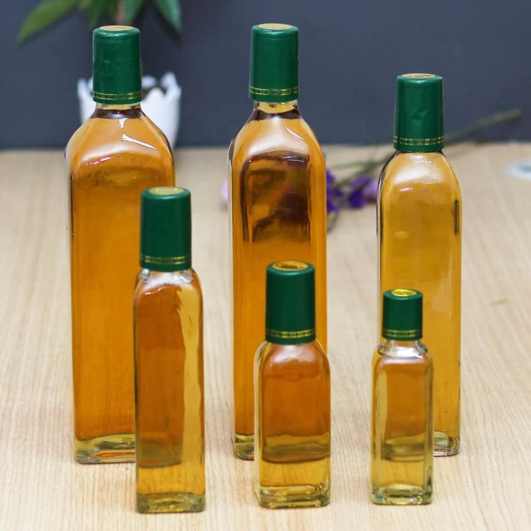 Factory Produced Wholesale Empty Clear Square Cooking Olive Oil Glass Bottle