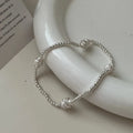 925 Sterling Silver Strand Elastic Round Ball Freshwater Pearl Beads Beaded Bracelet for Women Jewelry Gifts