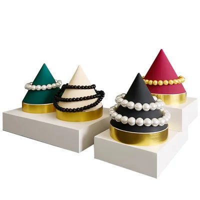 Fancy Gold Metal Bracelet Jewelry Holder Silicone Bangle Display Rack for Store