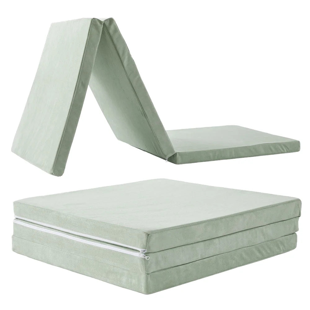 Breathable Tri-Fold Memory Foam Topper - Foldable Mattress Pad with Washable Cover Portable Bed Solution for Travel & Home Use