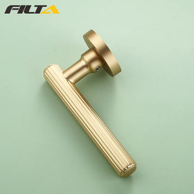 Luxury Brushed Brass Door Handles Set with Euro Profile Cylinder Lock