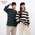 Wholesale High Quality Custom Logo Men's Stripes Cotton Heavy Weight 340 Grams Round Collar Printed Long Sleeve T-shirts